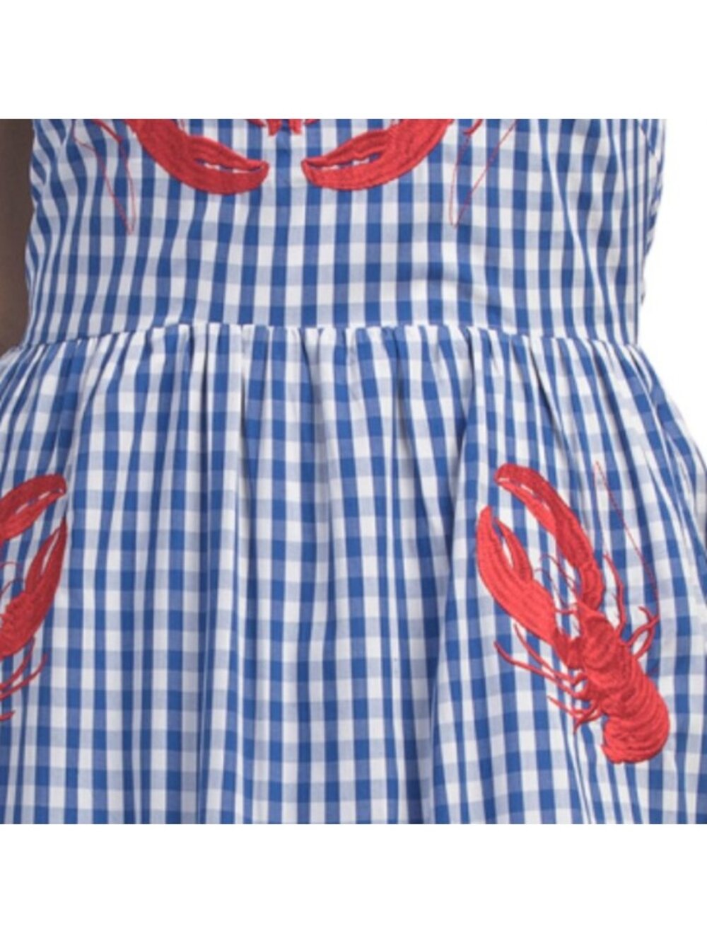 SOLITAIRE Sleeveless Lobster Embroidered Gingham Maxi Dress - Picture 5 of 5